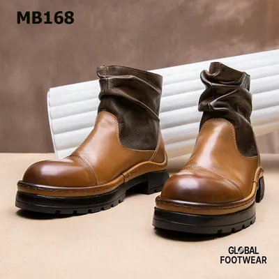 Men's Genuine Leather High-Top British Retro Soft Leather Ankle Martin Boots