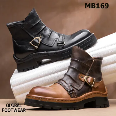 Genuine Leather American Vintage Men's  Harley Motorcycle Riding Martin Boots