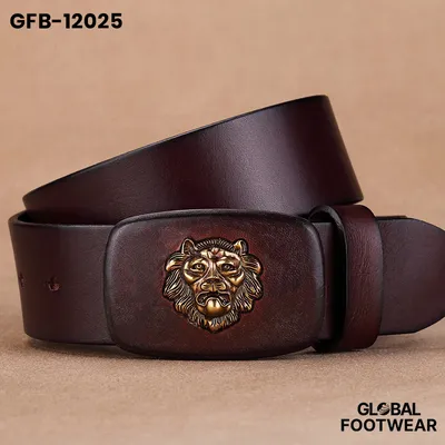 First Layer Cowhide Men's Fashion Leather Smooth Buckle Belt