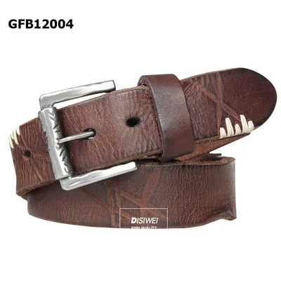 Disney Leather First-Layer Cowhide Belt Men's Retro Pin Buckle