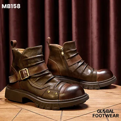 Handmade British Style Zipper Punk Men's Martin  Boots