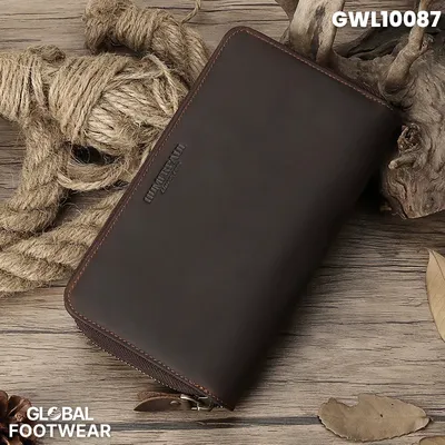 Genuine Leather Men's Long Wallet  Clutch Hummer Paul RFID Multi Card