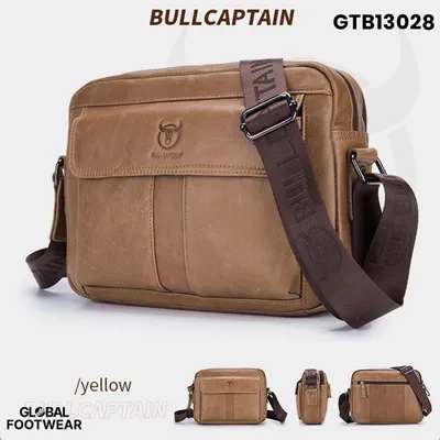 Men's Genuine Leather Captain Niu Double-Layer  Horizontal Style 11inch Laptop Bag