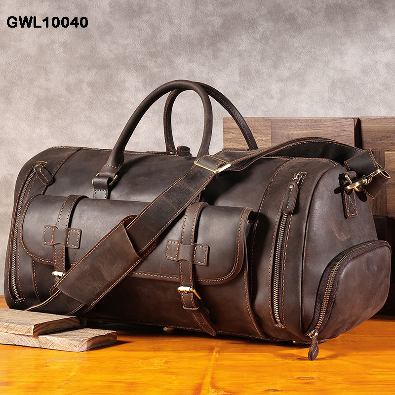 Men's Genuine Leather crazy horse Travel Bag