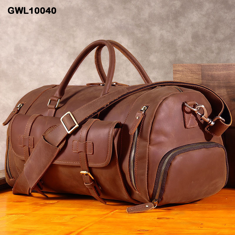 Men's Genuine Leather crazy horse Travel Bag
