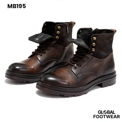 Men's Khaki Vintage Genuine Leather Martin Boots