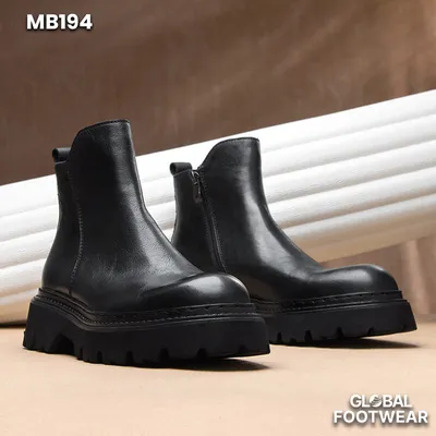 Men's Genuine Cowhide Leather Zipper Boot