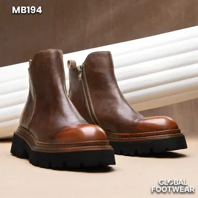 Men's Genuine Cowhide Leather Zipper Boot