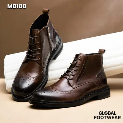 Men's British Brogue Cowhide Martin Boots