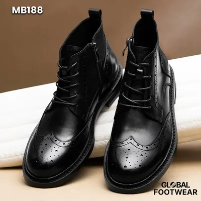 Men's British Brogue Cowhide Martin Boots