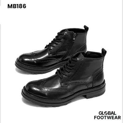 Men's British Retro Brogue Leather Martin Boots