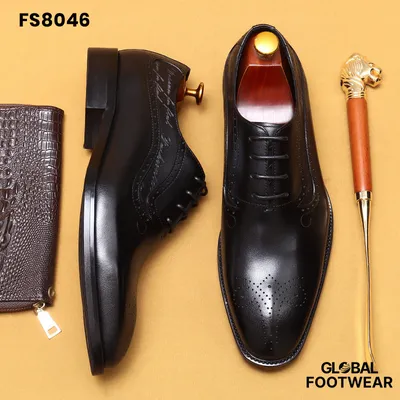 Men's Genuine Leather Pointed Brogue Dress Formal Shoes