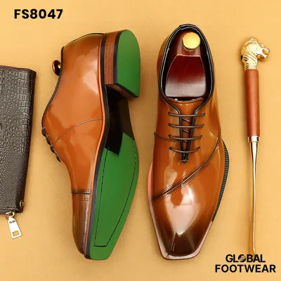 Men's Genuine Leather British Style Wedding Patent Formal Shoes