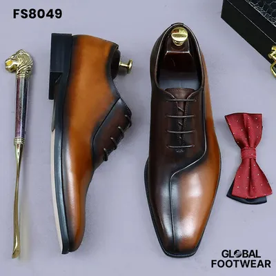 Men's Handmade British Leather Colorblock Oxford Shoes
