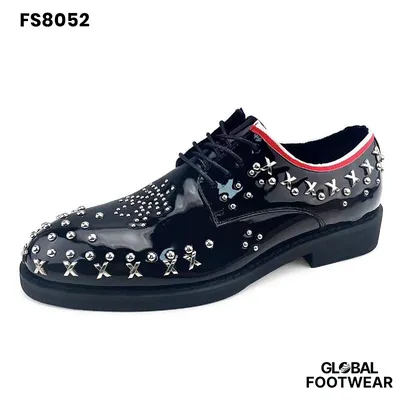 Men's Genuine Cowhide Rivet Derby Formal Shoes