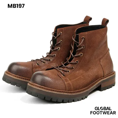 Men's Vintage Oil-Waxed Leather Platform Martin Boots