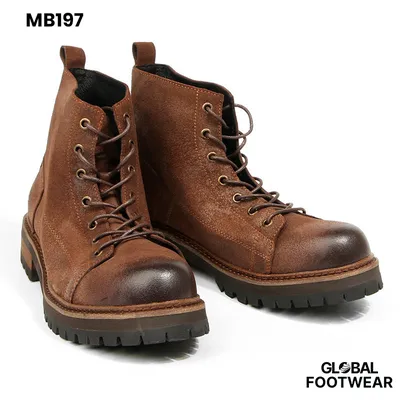 Men's Vintage Oil-Waxed Leather Platform Martin Boots