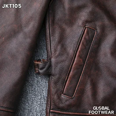 Motorcycle Retro First Layer Cowhide Genuine Leather Jacket