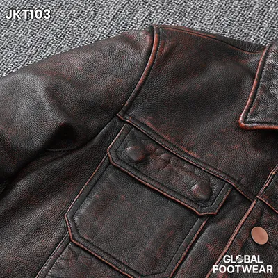 American style Denim first layer cowhide stone mill jacket