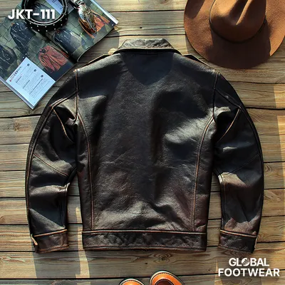 Men's British Style Genuine Leather Retro Yellow Slim Fit Short Jacket