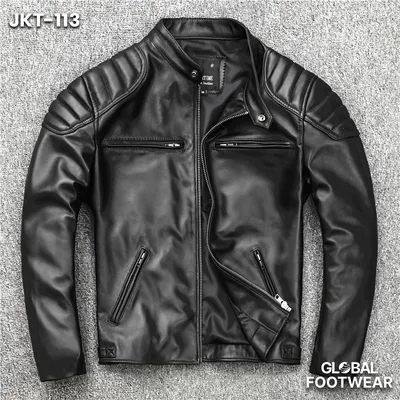 Men's  Sheepskin Genuine Leather Motorcycle  jacket