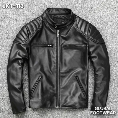 Men's  Sheepskin Genuine Leather Motorcycle  jacket