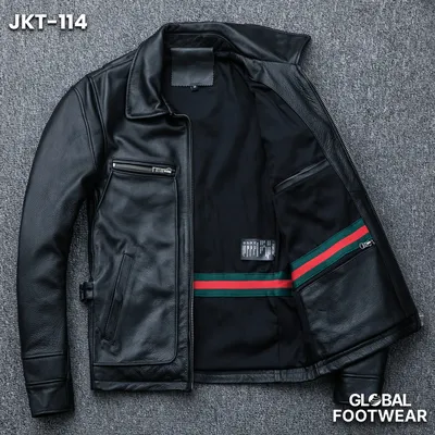 Men's Genuine Cowhide Leather Motorcycle Jacket