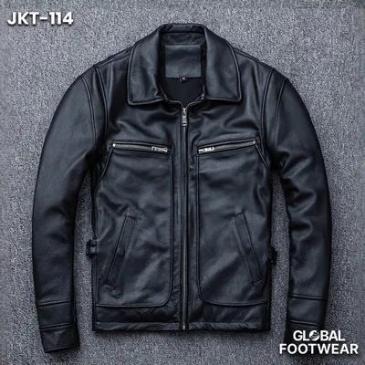Men's Genuine Cowhide Leather Motorcycle Jacket