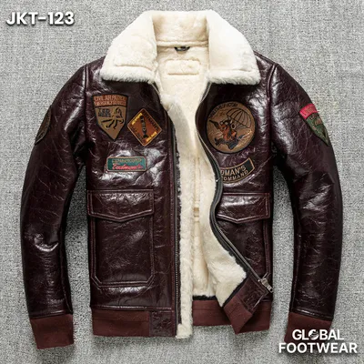 Men’s Genuine Leather & Lamb Fur Premium Shearling Flight Jacket