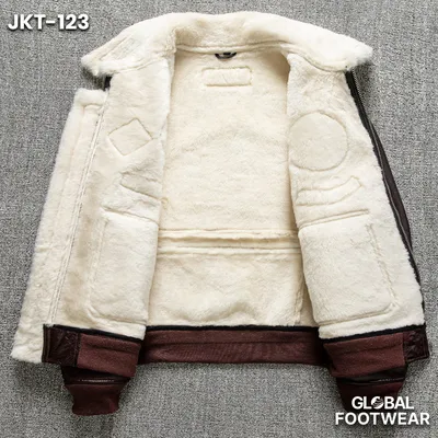 Men’s Genuine Leather & Lamb Fur Premium Shearling Flight Jacket