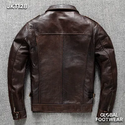 Men’s Premium M65 Leather Jacket Genuine Top Layer Cowhide