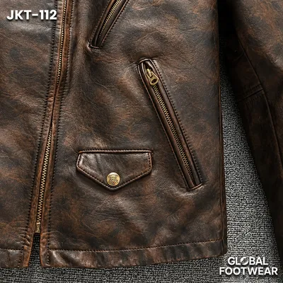Men's Genuine Cowhide Motorcycle Leather Jacket