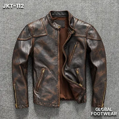 Men's Genuine Cowhide Motorcycle Leather Jacket