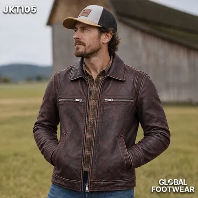 Motorcycle Retro First Layer Cowhide Genuine Leather Jacket