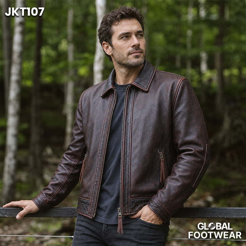 Armitage  Red Brown Vintage Leather Men's Tuxedo Jacket
