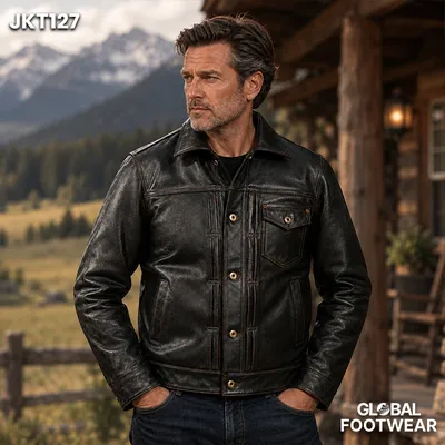 Men’s Genuine Leather 506 Vintage Leather Retro Amekaji Style Jacket