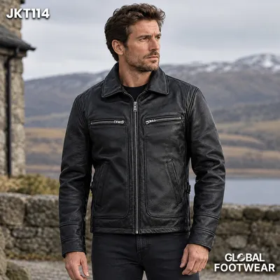 Men's Genuine Cowhide Leather Motorcycle Jacket