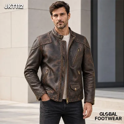 Men's Genuine Cowhide Motorcycle Leather Jacket