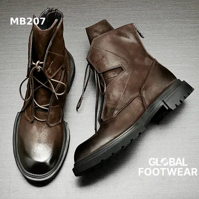 Men’s Cowhide Leather British-Style High-Top Warrior Boots