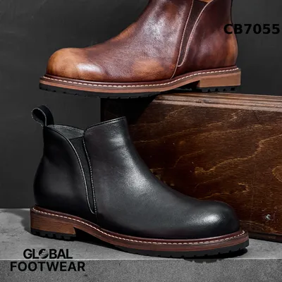 Men’s Genuine Leather American Retro Mid Top Chelsea Boots
