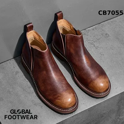 Men’s Genuine Leather American Retro Mid Top Chelsea Boots