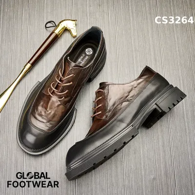 Men’s Genuine Leather Breathable Lace-Up Thick SoleCasual Shoes