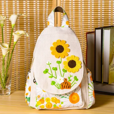 Flower House Embroidress Ethnic Style Backpack