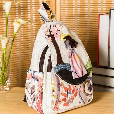 Flower House Embroidress Casual Backpack