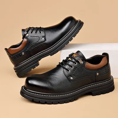 THICK SOLED MEN'S LEATHER DERBY SHOES