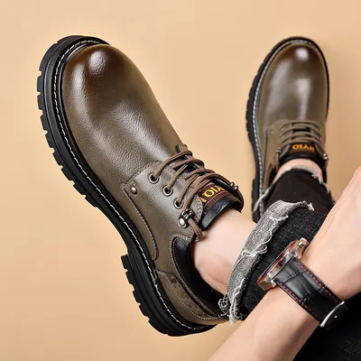 THICK SOLED MEN'S LEATHER DERBY SHOES