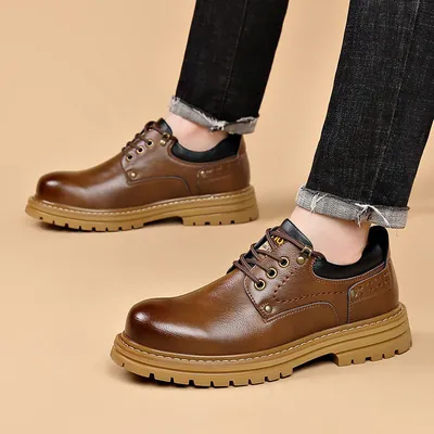 THICK SOLED MEN'S LEATHER DERBY SHOES