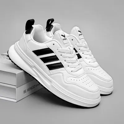 Premium Leather Sports Lace Up Casual Sneakers 