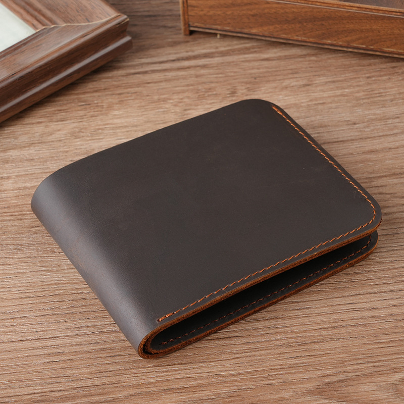RETRO CRAZY HORSE LEATHER SHORT WALLET 8013BR