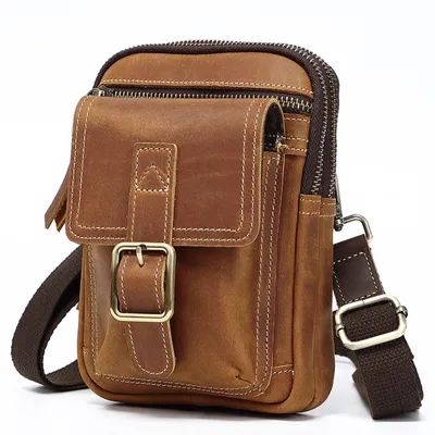 MULTI-FUNCTIONAL GENUINE LEATHER CROSSBODY BAG Y407Y